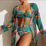 Women's 3pcs Tropical Print Bikini